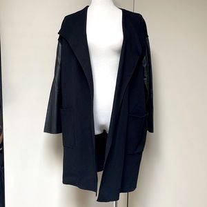 Zara Knit Cardigan with Leather Sleeves.